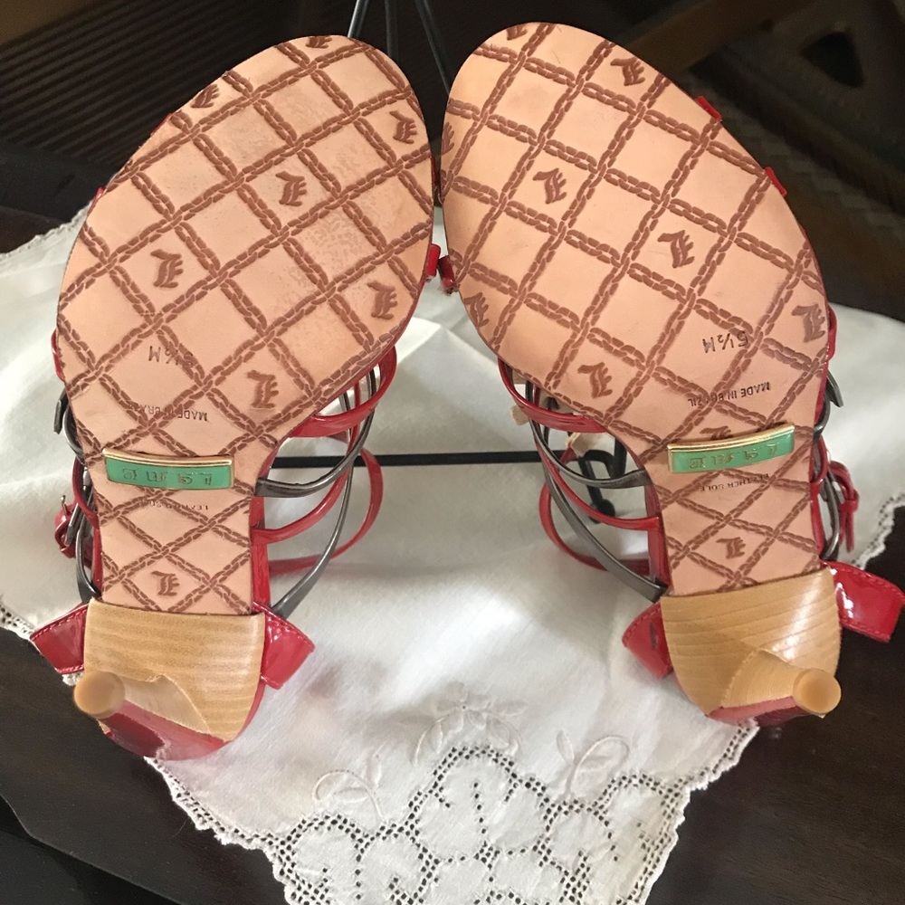 NWOT GORGEOUS L.A.M.B. Strap Red killer Heels ๐ - Picture 4 of 4